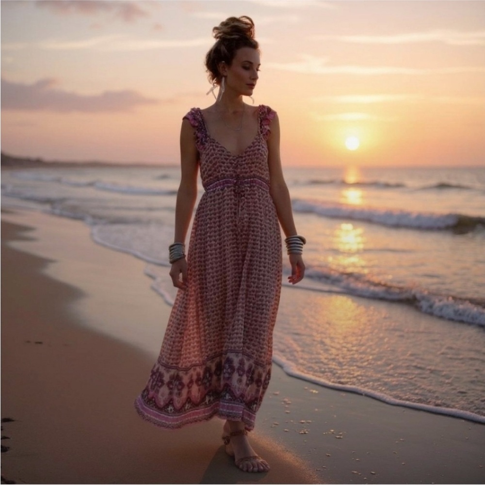 Spell & the Gypsy Collective Sunset Road Maxi Frill Dress Vintage XS - Picture 8 of 8
